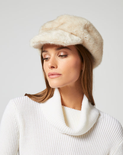 Mink Faux Fur Newsboy Hat