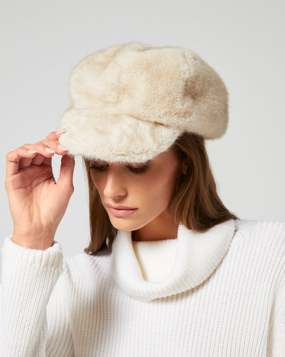 Mink Faux Fur Newsboy Hat