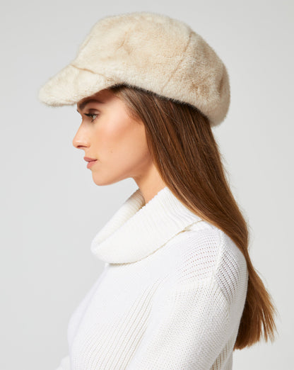 Mink Faux Fur Newsboy Hat