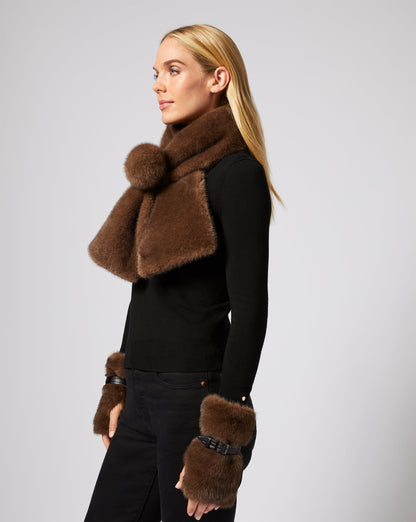 Mink Faux Fur Fingerless Gloves