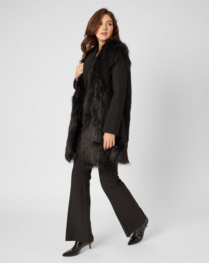 Metallic Thread Longline Faux Fur Vest