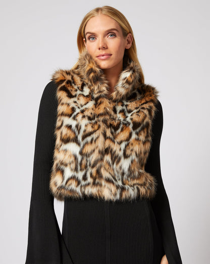 Cheetah Print Fox Faux Fur Vest