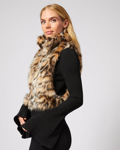 Cheetah Print Fox Faux Fur Vest