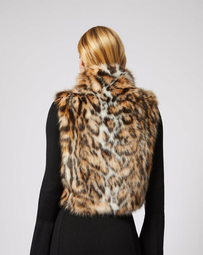 Cheetah Print Fox Faux Fur Vest