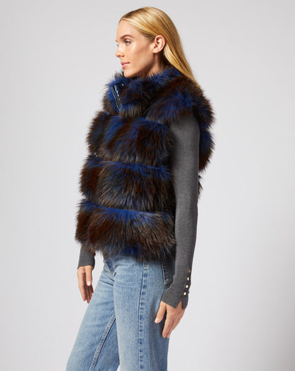 Katy Tipped Fox Faux Fur Vest