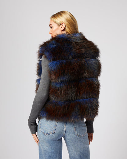 Katy Tipped Fox Faux Fur Vest