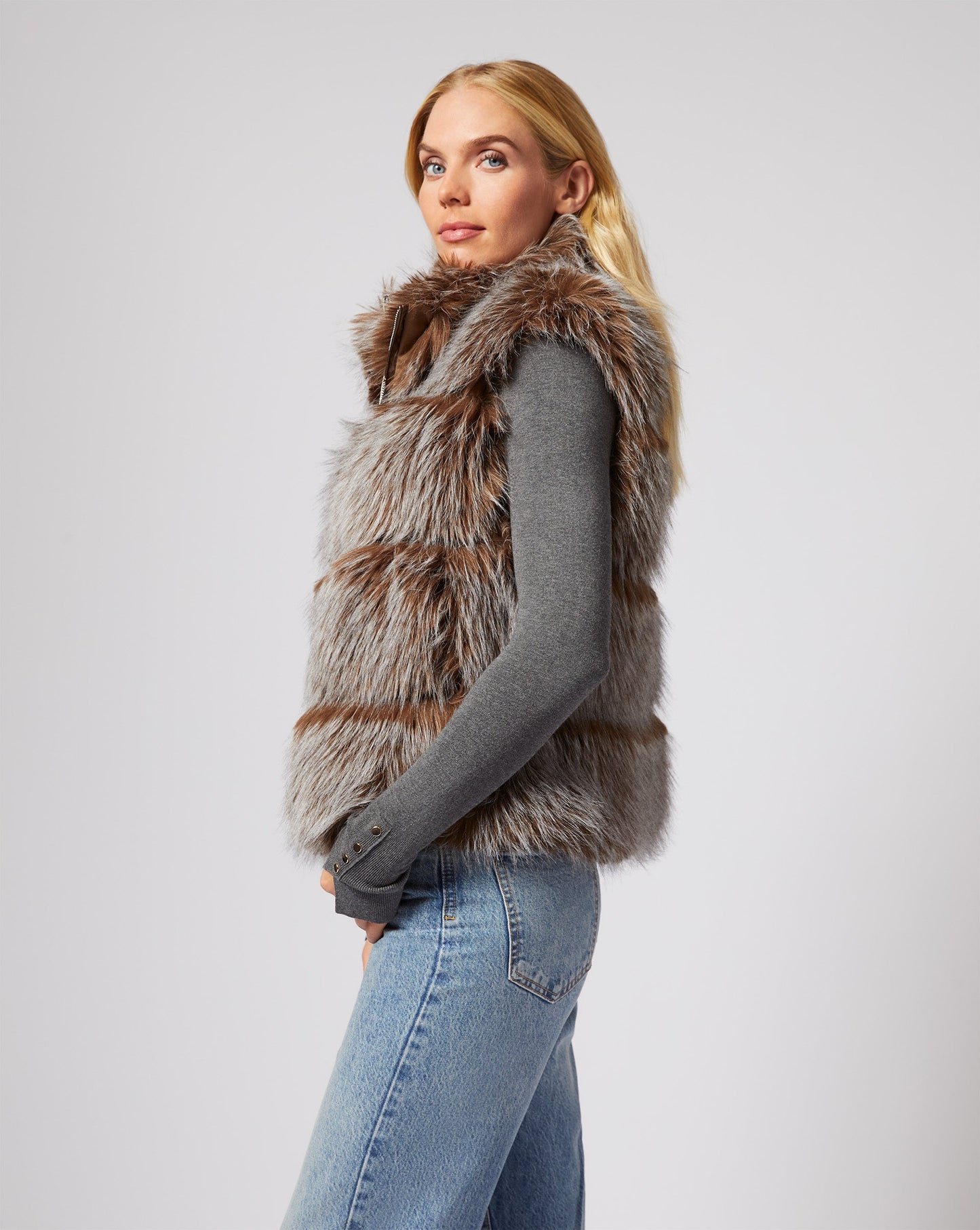 Katy Tipped Fox Faux Fur Vest