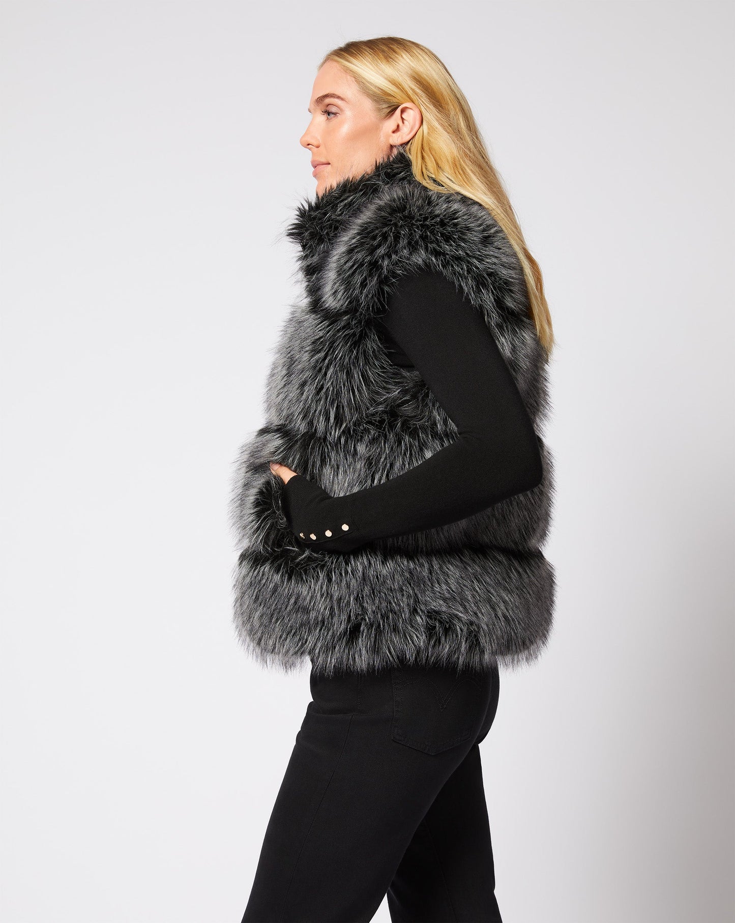 Katy Tipped Fox Faux Fur Vest