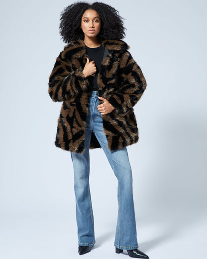 Animal Print Fox Faux Fur Jacket