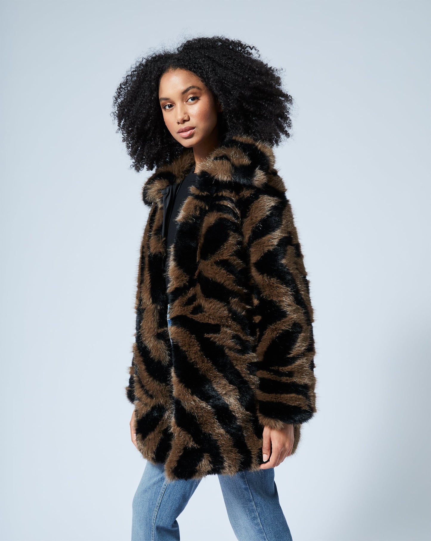 Animal Print Fox Faux Fur Jacket