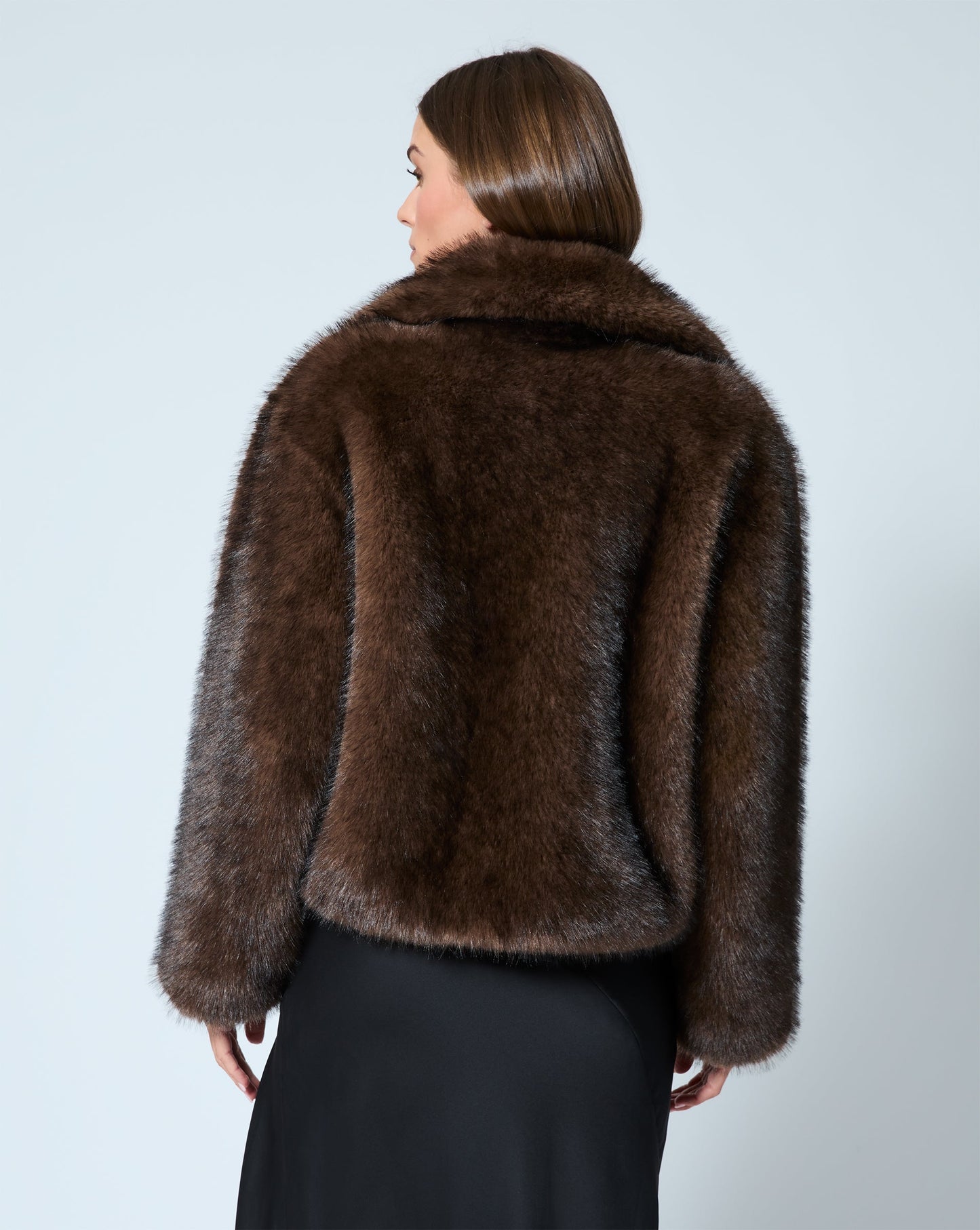 Double Breasted Faux Mink Fur Peacoat Jacket