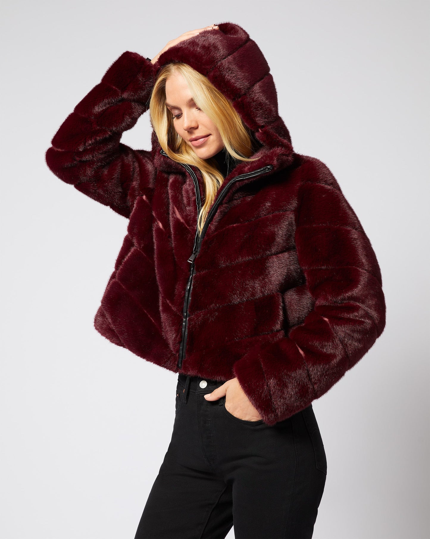 Mila Faux Fur Mink Hooded Jacket