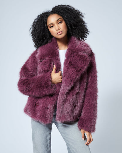 Double Breasted Faux Fur Mink Jacket