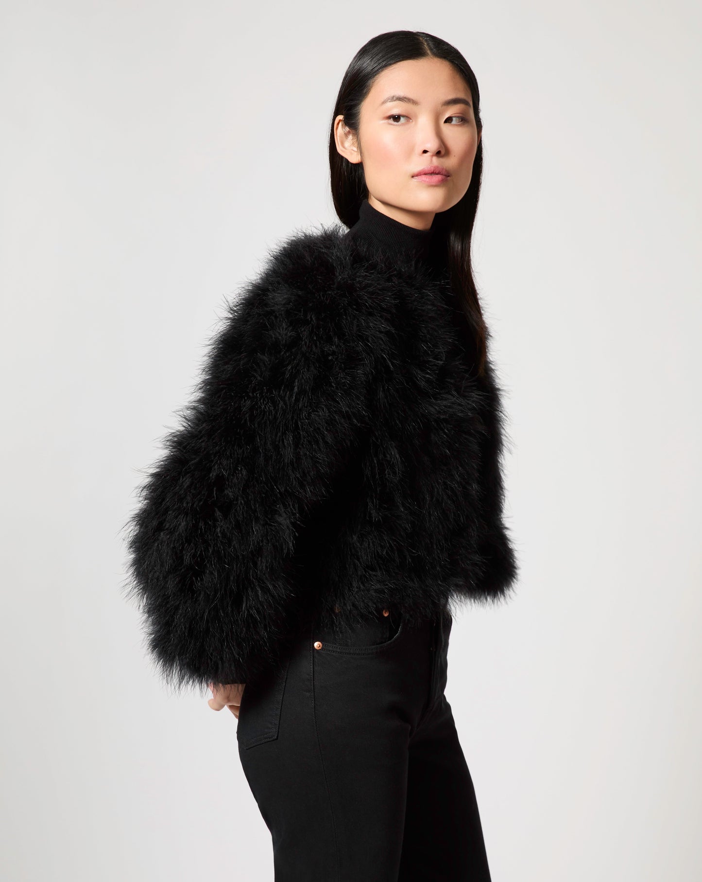 Shaggy Cropped Mongolian Faux Fur Jacket