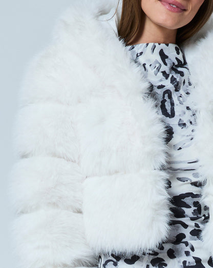 Cropped Fox Faux Fur Hooded Jacket