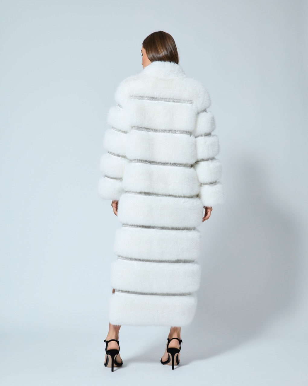 Luxe Diamond & Fox Faux Fur Coat