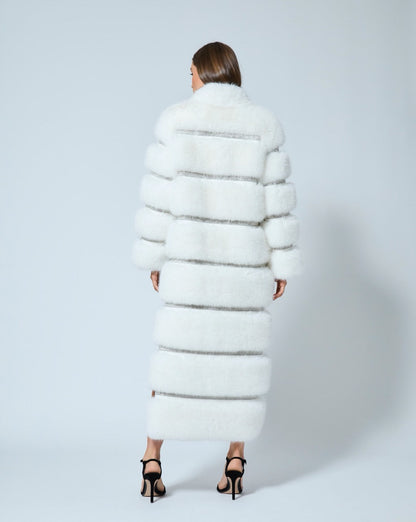 Luxe Diamond & Fox Faux Fur Coat