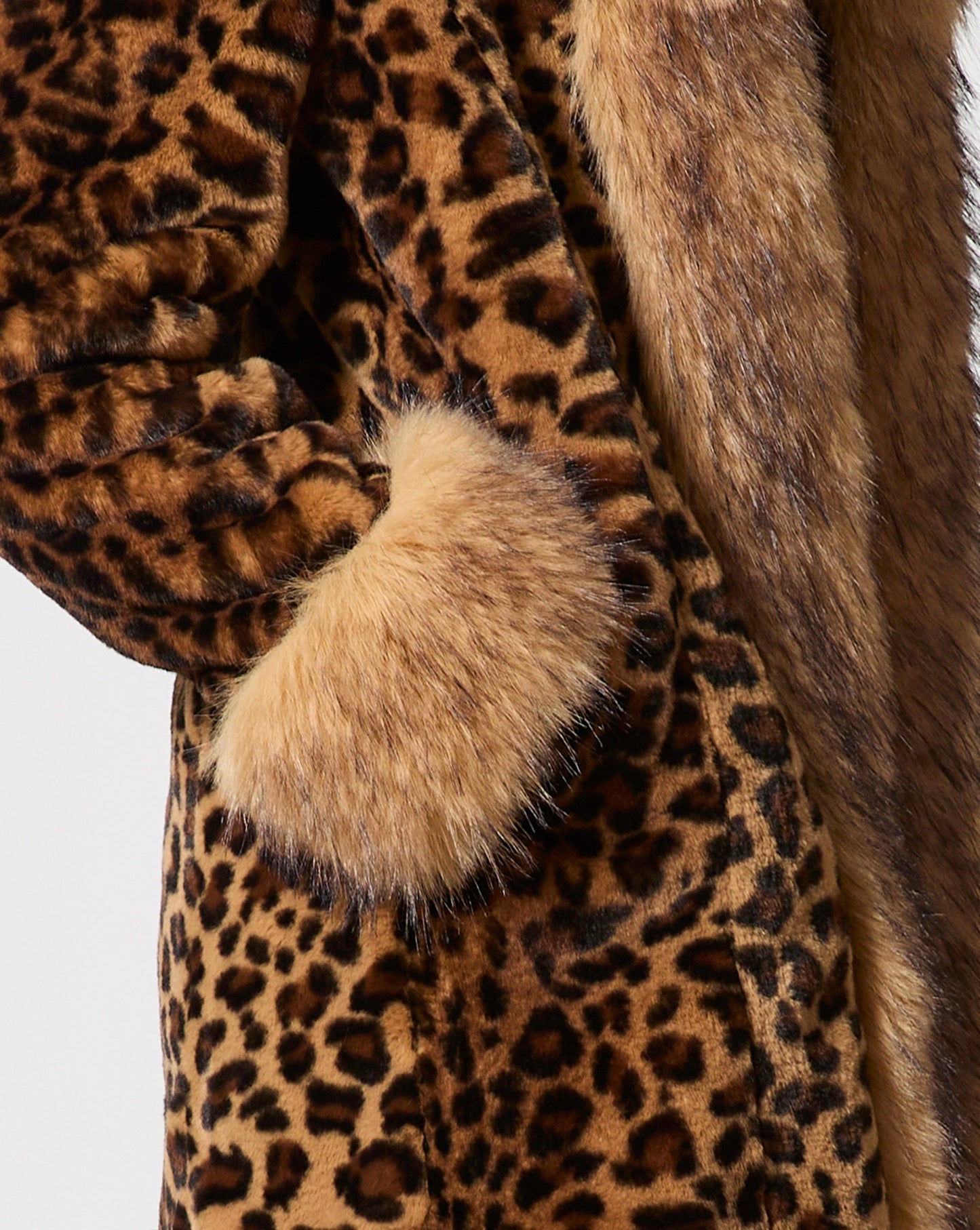 Cheetah Printed Faux Mink & Fox Fur Coat