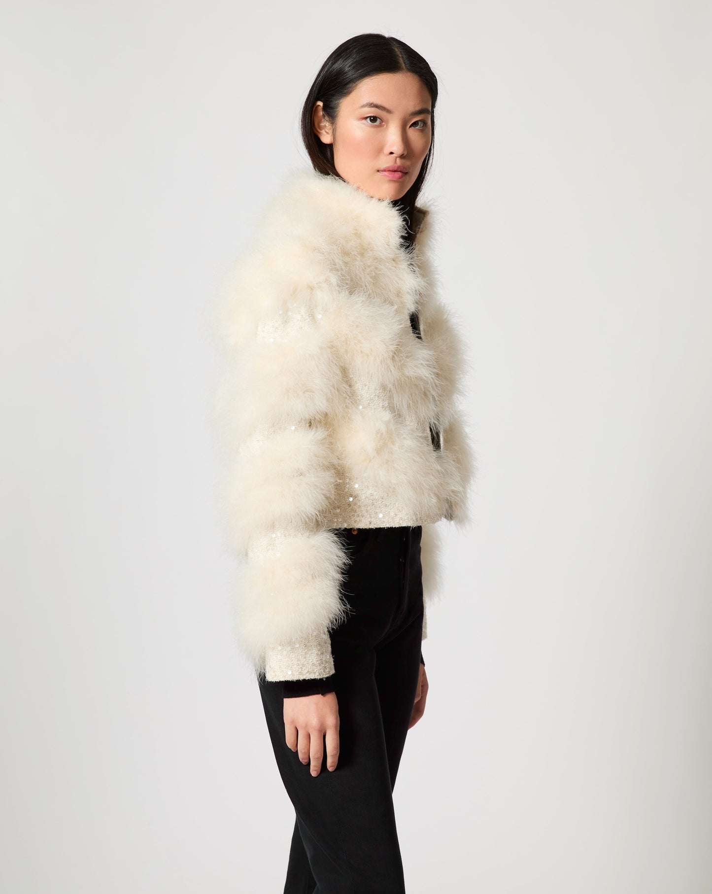 Blair Sparkle Tweed & Maribou Feather Jacket