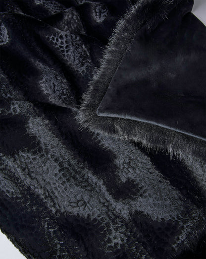 Black Leopard Faux Fur Throw