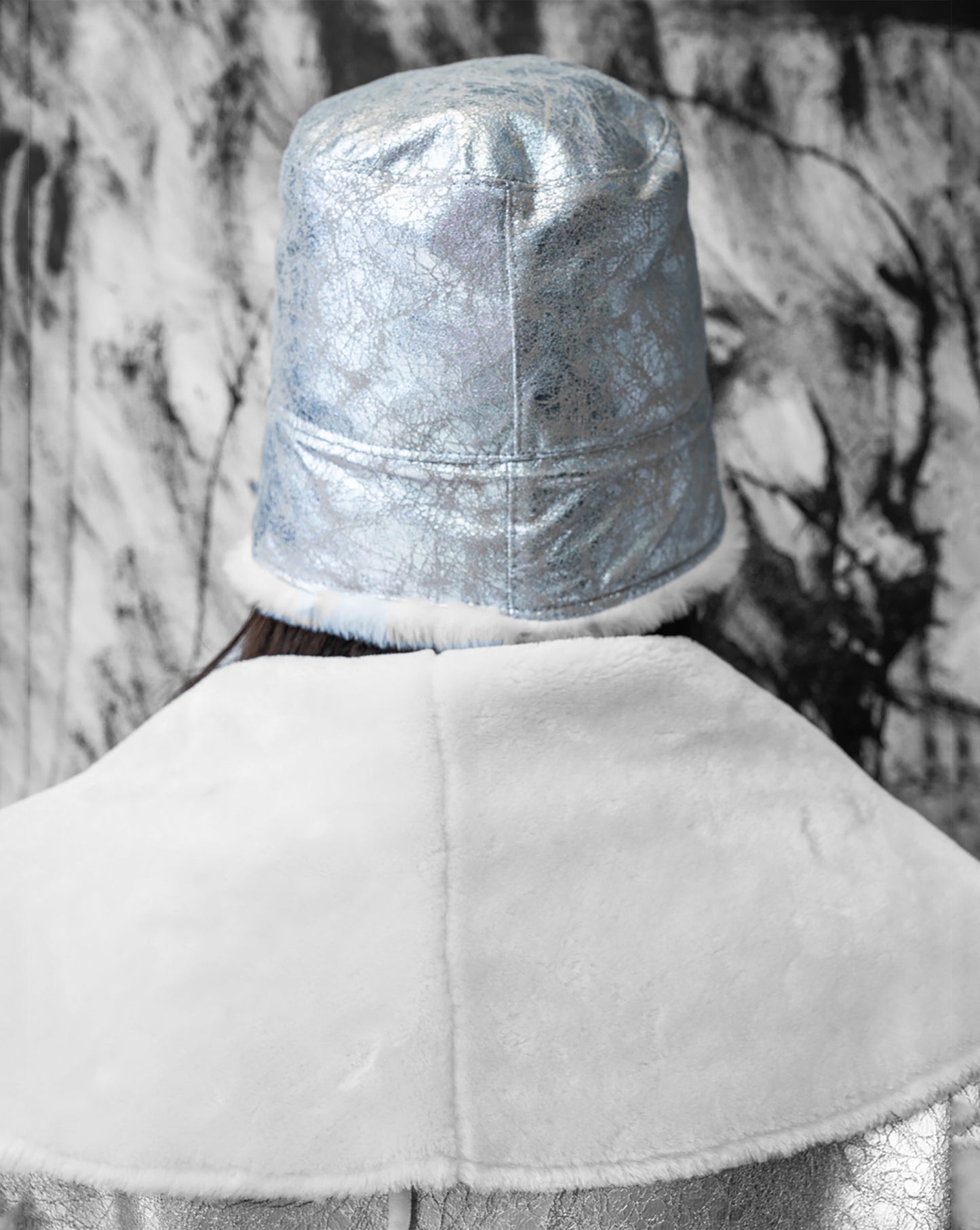 Moonstone Metallic Faux Shearling Bucket Hat