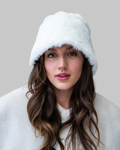 Moonstone Metallic Faux Shearling Bucket Hat