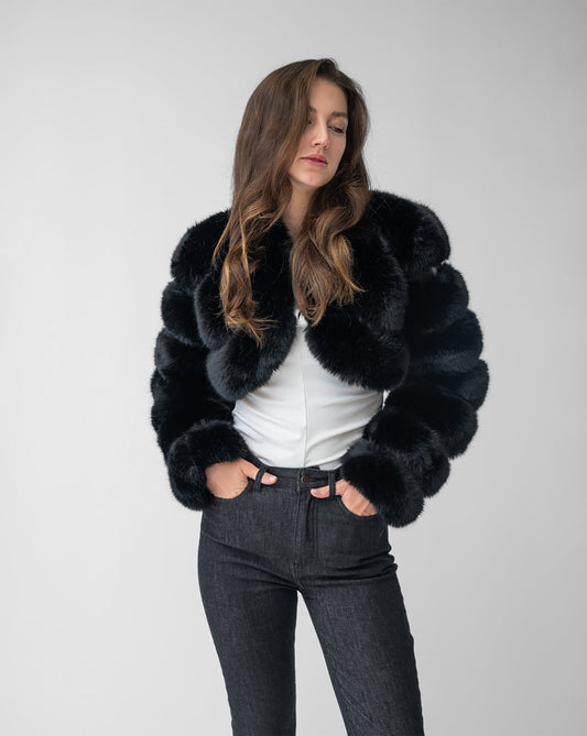 Cropped Faux Fur Jacket