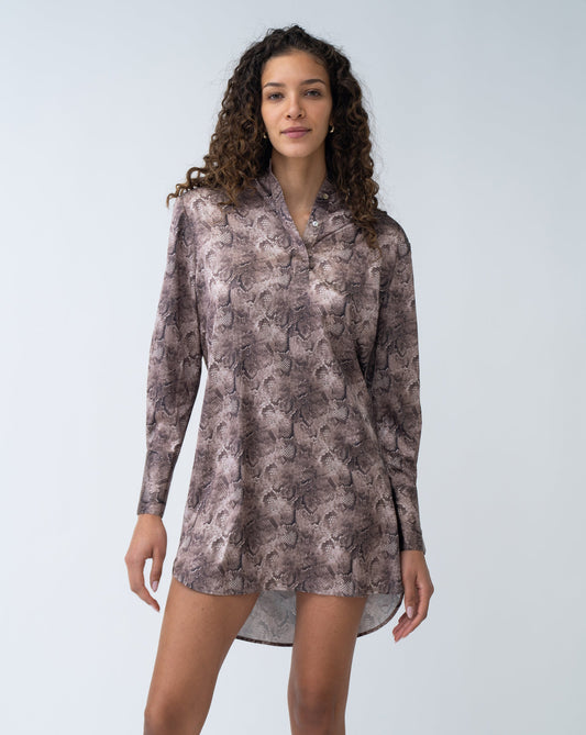 Snake Print Mini Shirtdress