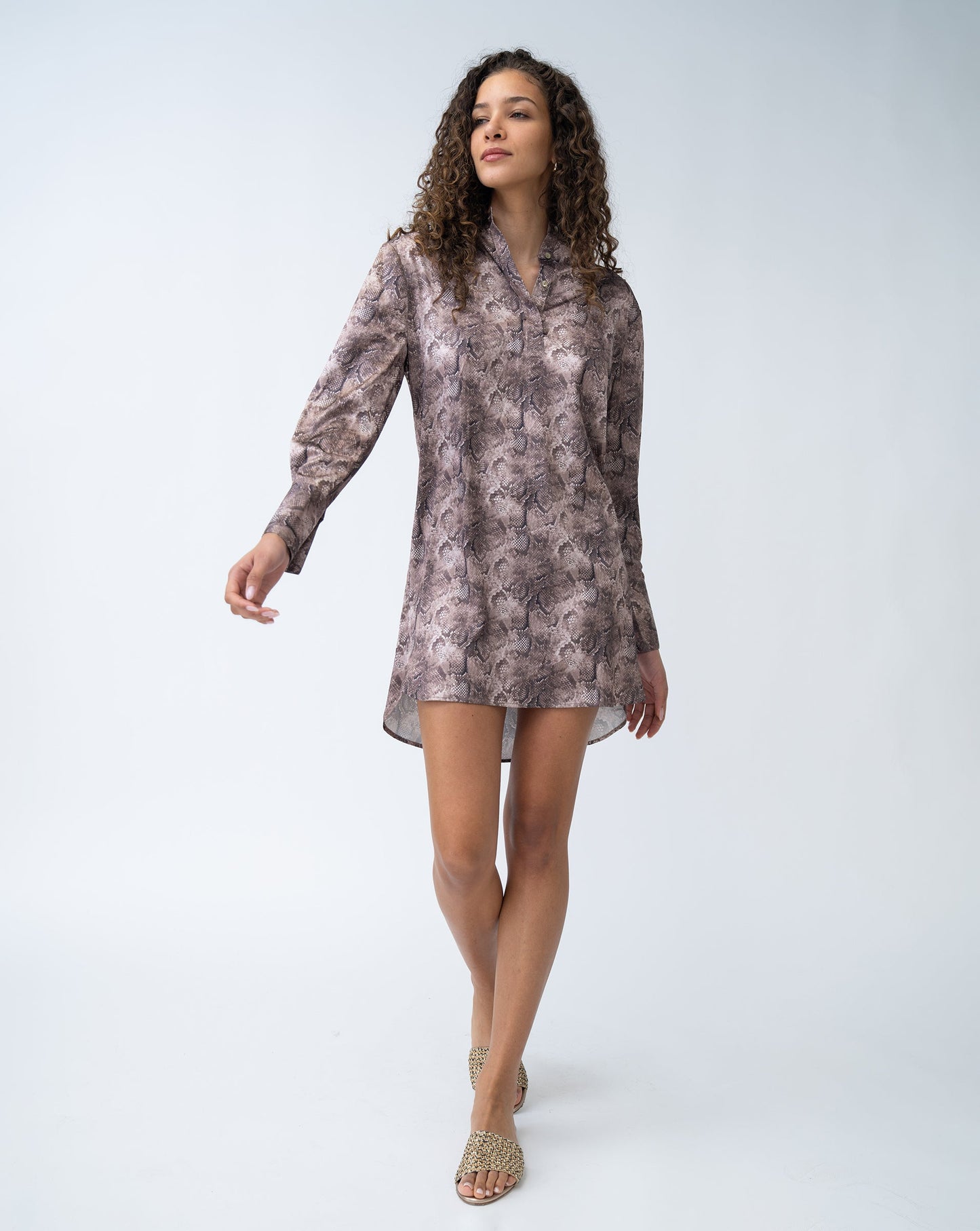 Snake Print Mini Shirtdress