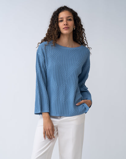 Voluminous Sleeve Ribbed Sweater