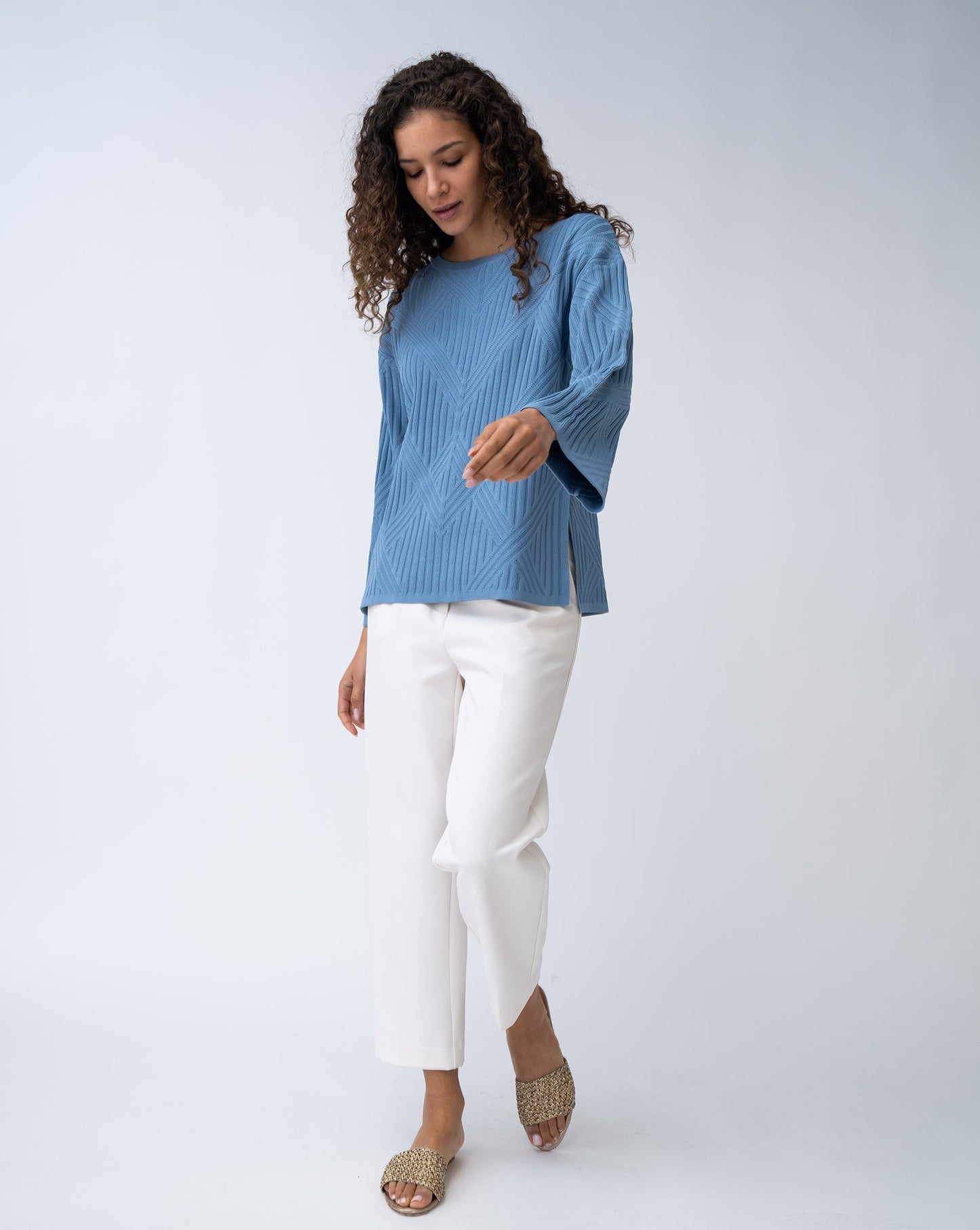 Voluminous Sleeve Ribbed Sweater