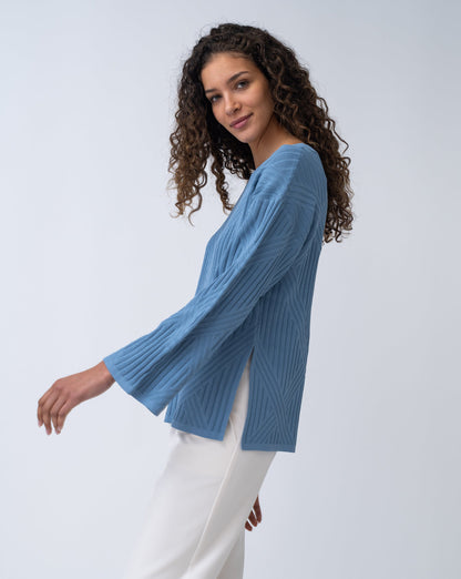 Voluminous Sleeve Ribbed Sweater