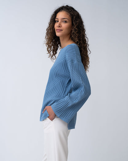 Voluminous Sleeve Ribbed Sweater