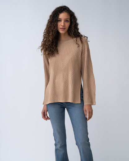 Voluminous Sleeve Ribbed Sweater