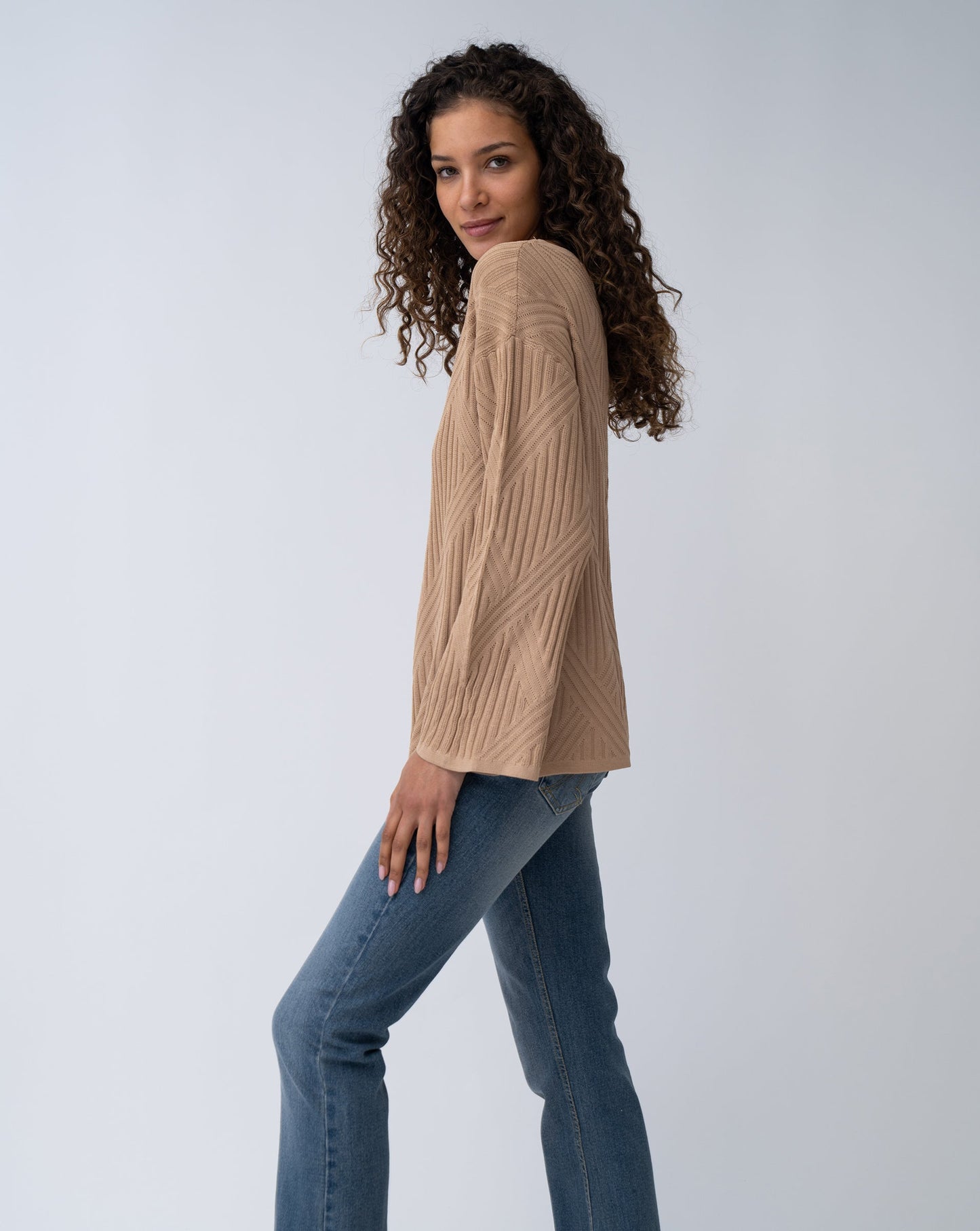 Voluminous Sleeve Ribbed Sweater