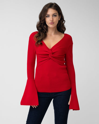 Bell Sleeve Ribbed Sweater