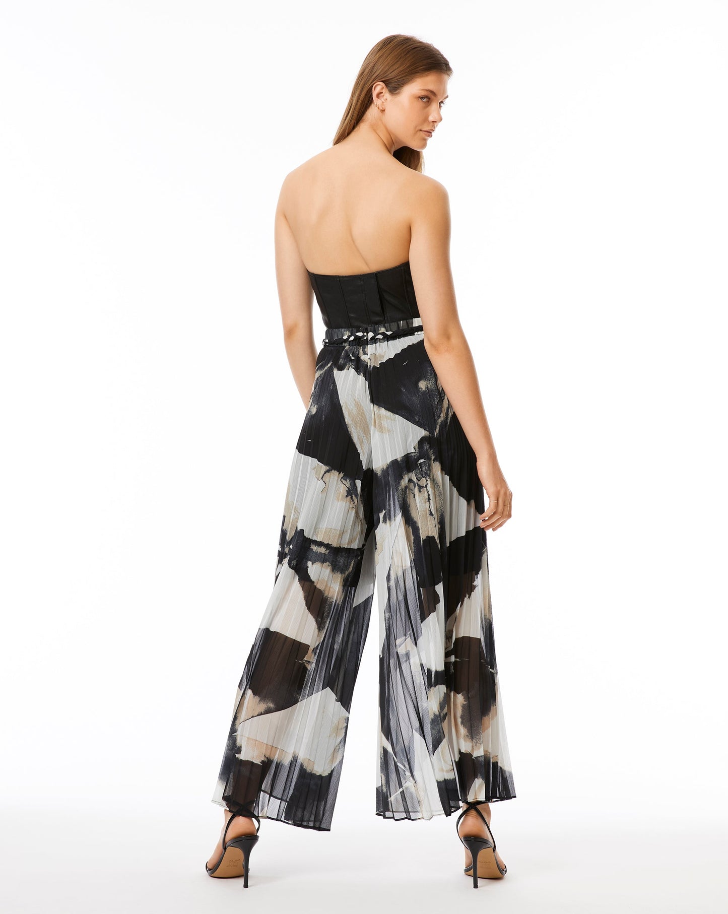 Sheer Wide Leg Pleated Pant