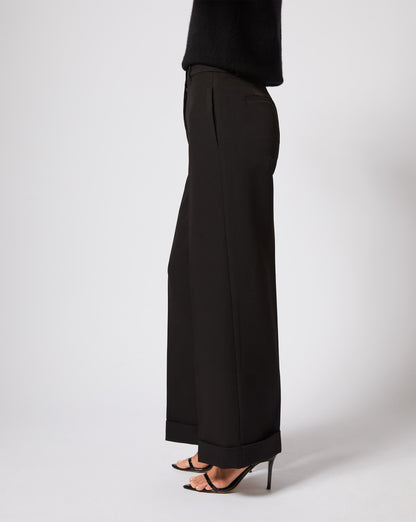 Wide Leg Cuffed Trouser Pant