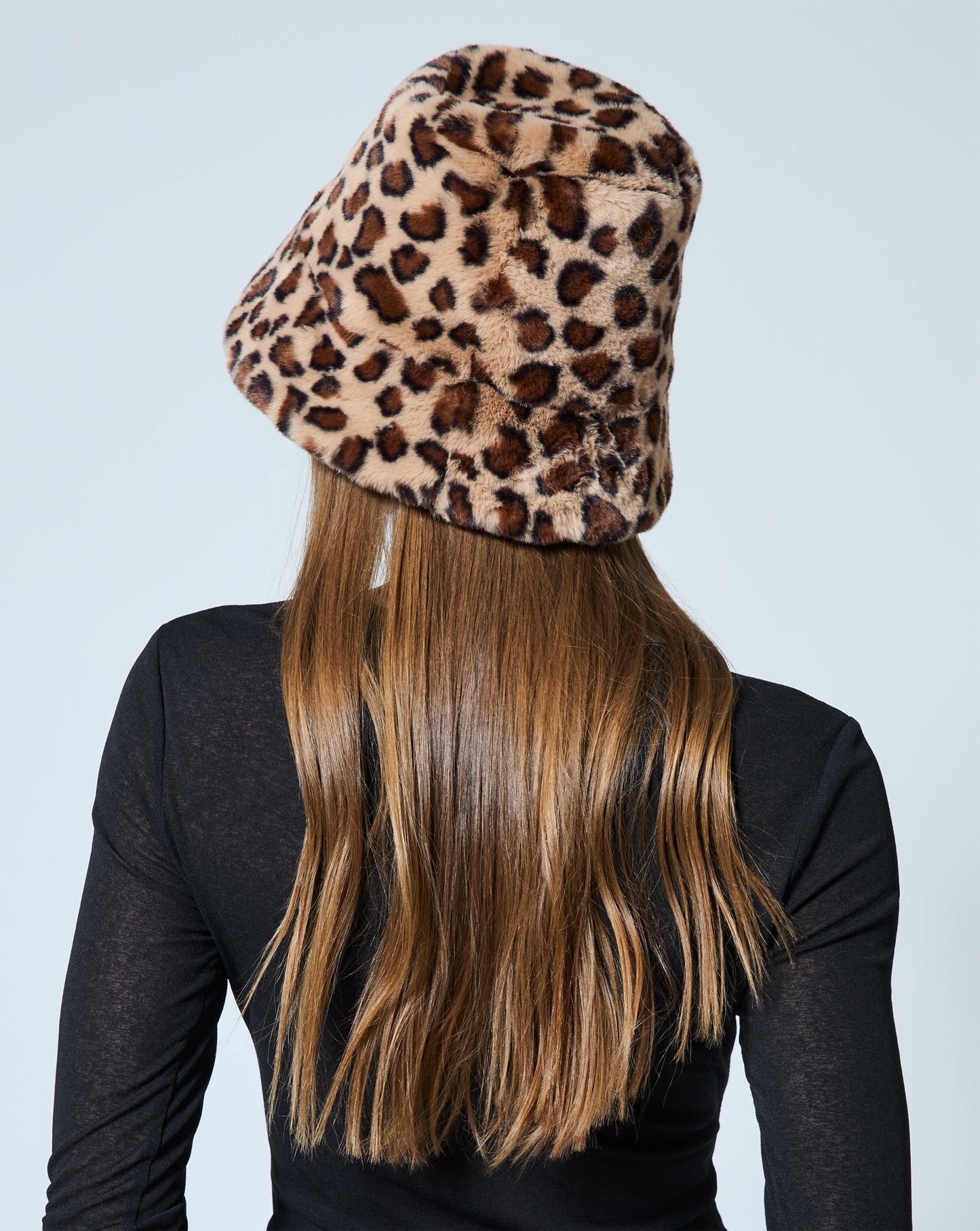 Leopard Print Mink Faux Fur Bucket Hat