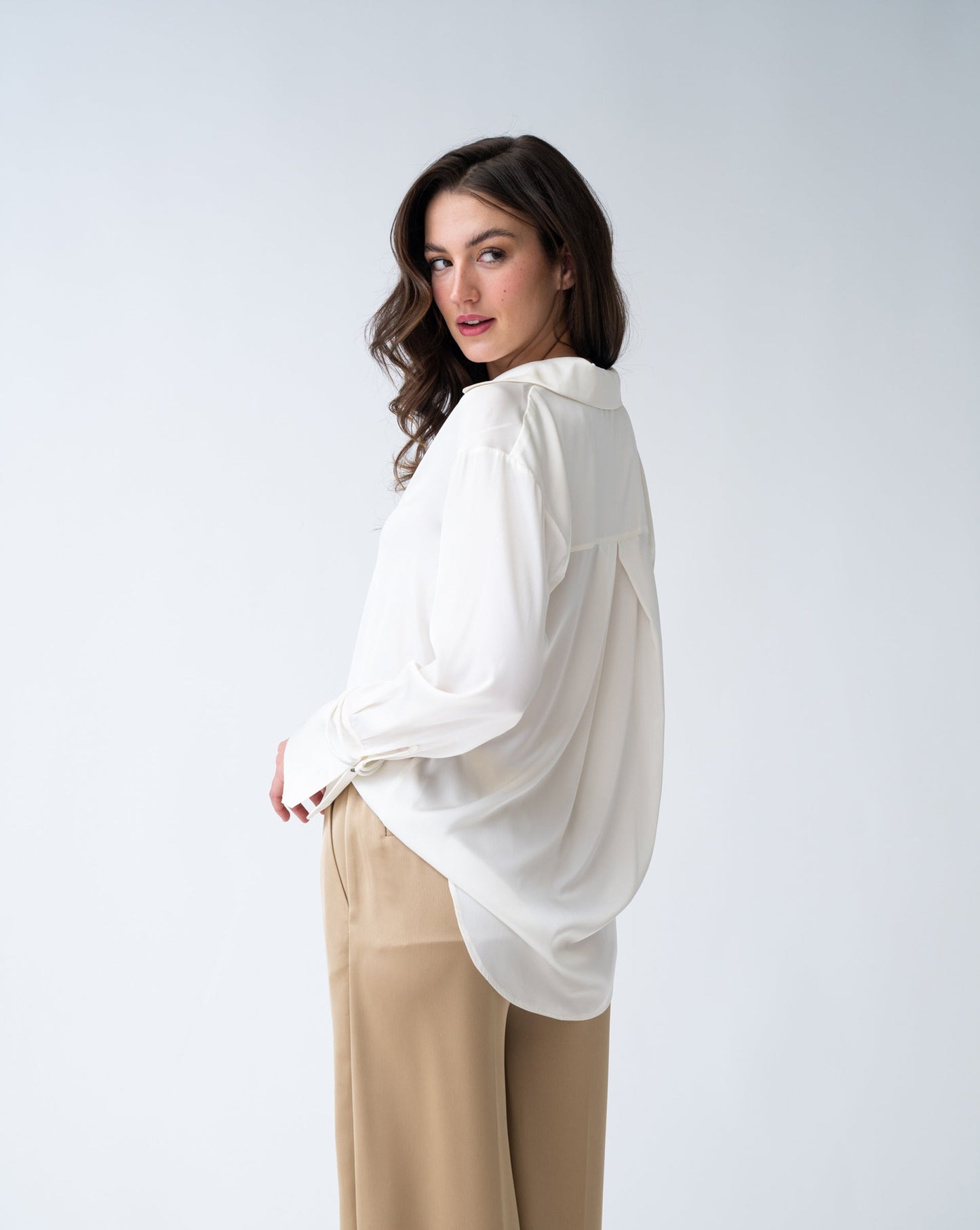 Notch Collar Long Sleeve Top