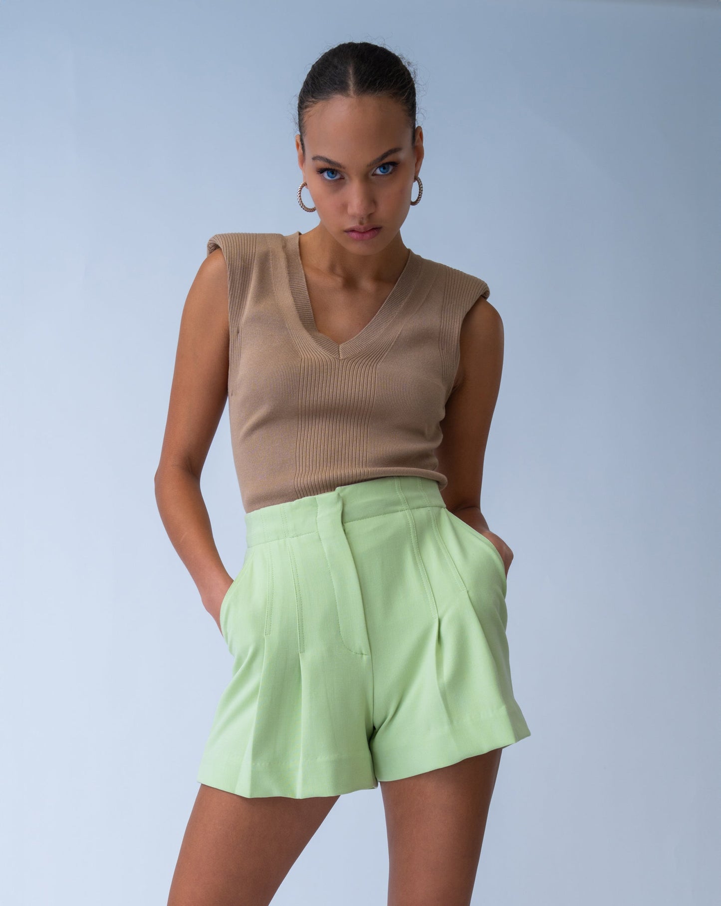 Pleated High Waist Short