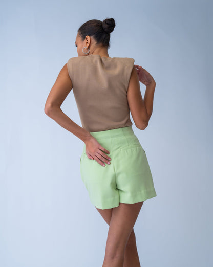 Pleated High Waist Short