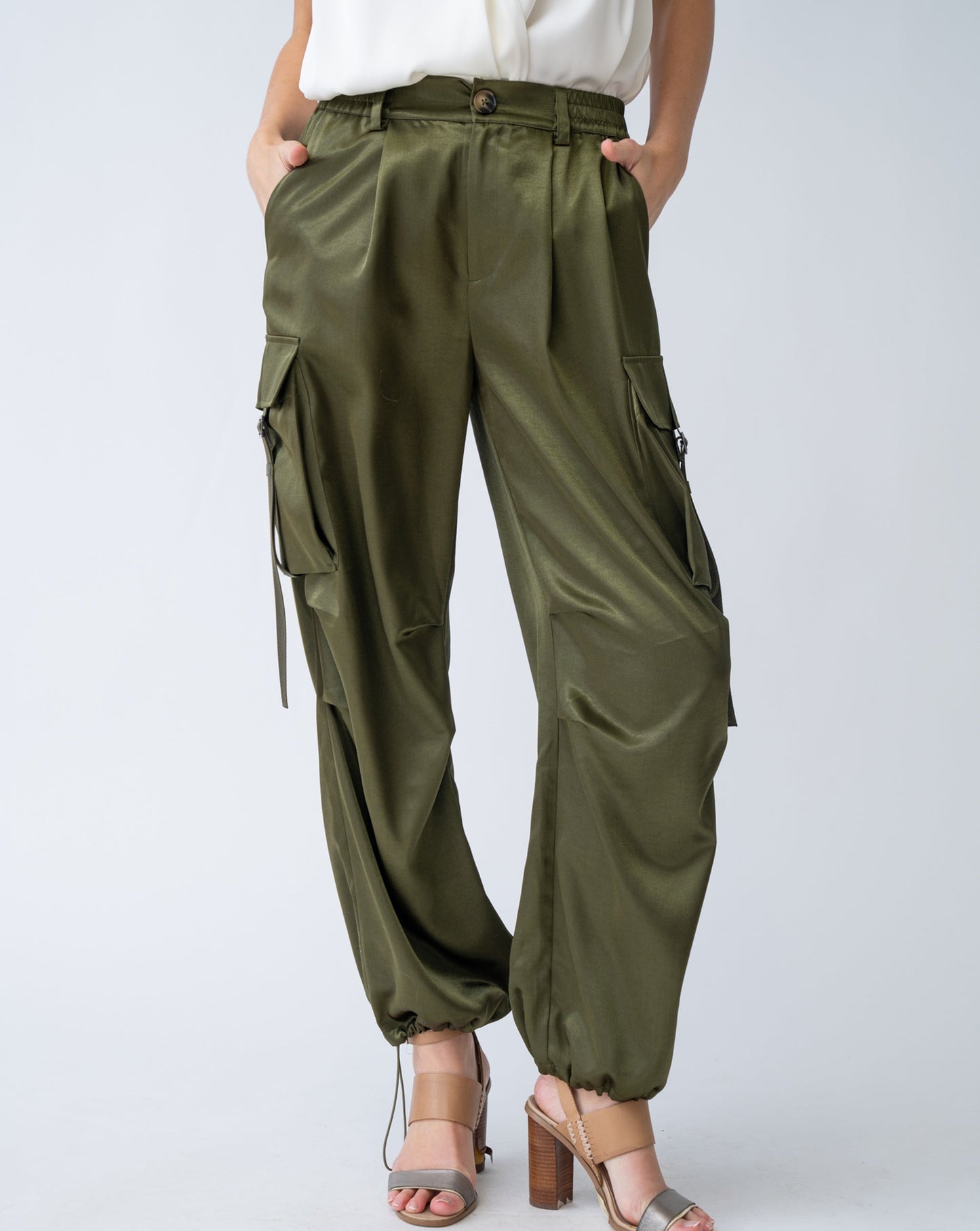 Epidite High Waist Satin Cargo Pant