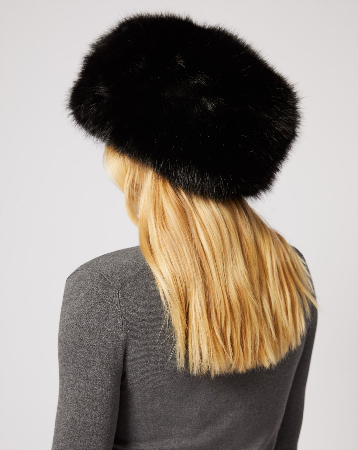 Pill Box Fox Faux Fur Hat