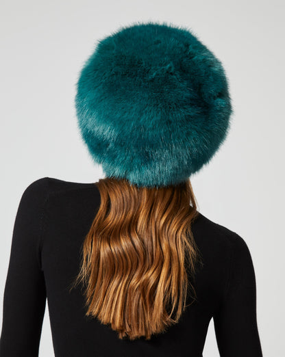 Pill Box Fox Faux Fur Hat