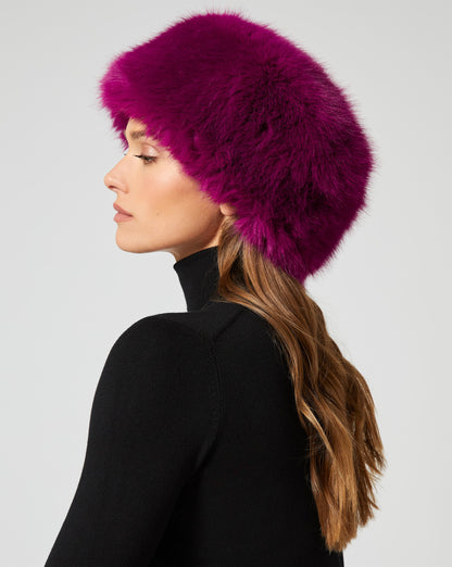 Pill Box Fox Faux Fur Hat