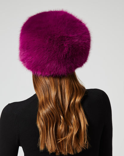 Pill Box Fox Faux Fur Hat