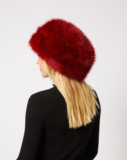 Pill Box Fox Faux Fur Hat