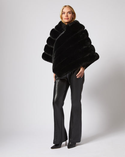 Channel Quilted Mink Faux Fur Cape