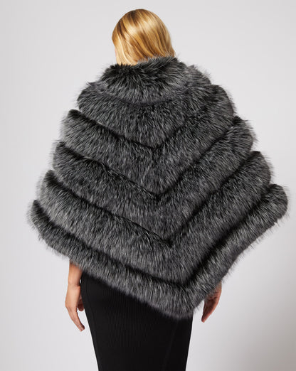 Channel Quilted Mink Faux Fur Cape